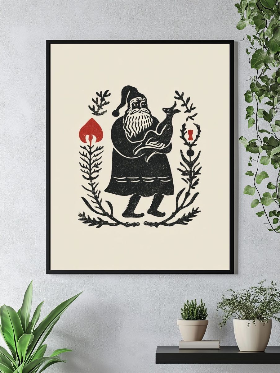 Santa Folk Art Print. — room view 4