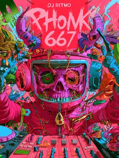 Phonk 667 Skull DJ Poster.