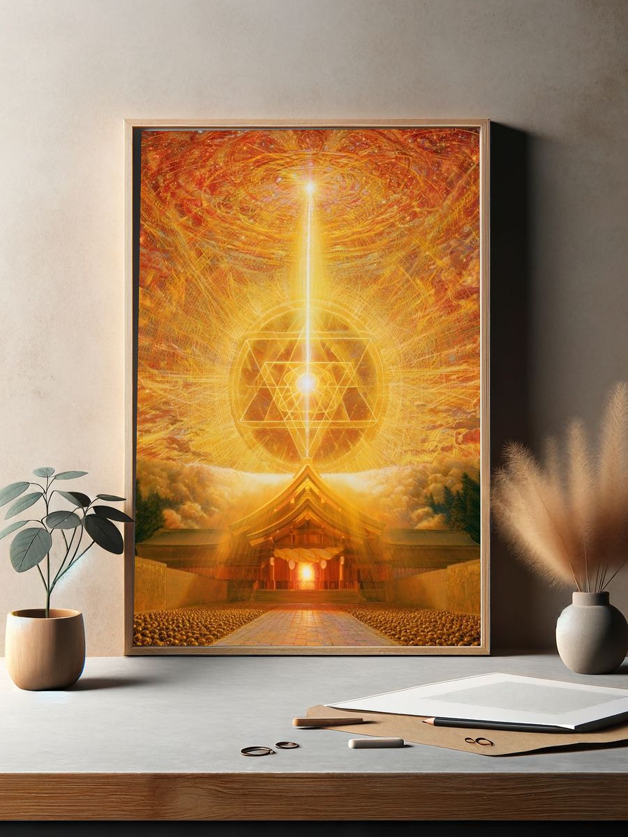 Golden Sacred Temple Light Print. — room view 2