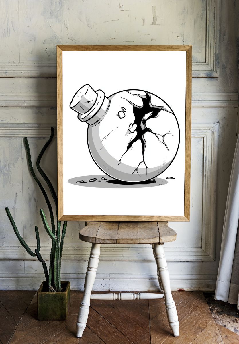 Cracked Bomb Illustration Poster. room preview