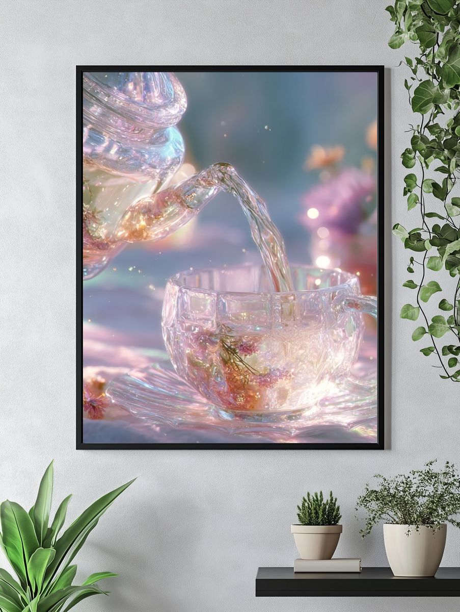 Pastel Glass Teacup Still Life Print. — room view 4