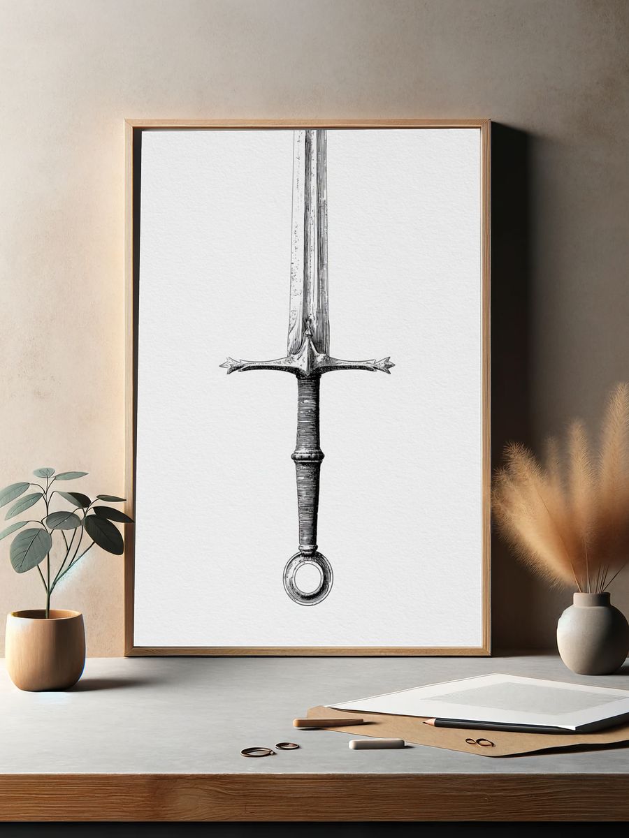 Medieval Sword Ink Poster. — room view 2