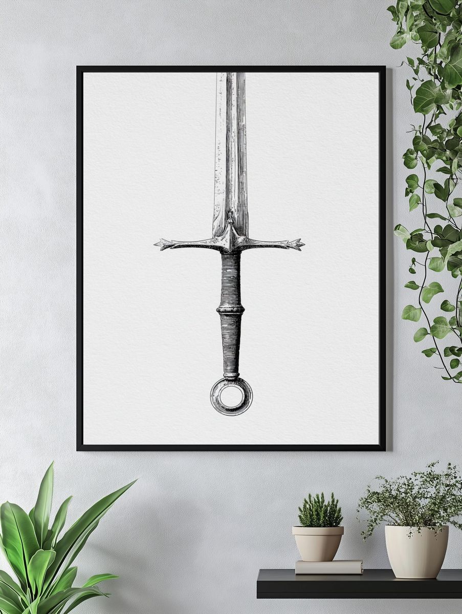 Medieval Sword Ink Poster. — room view 4