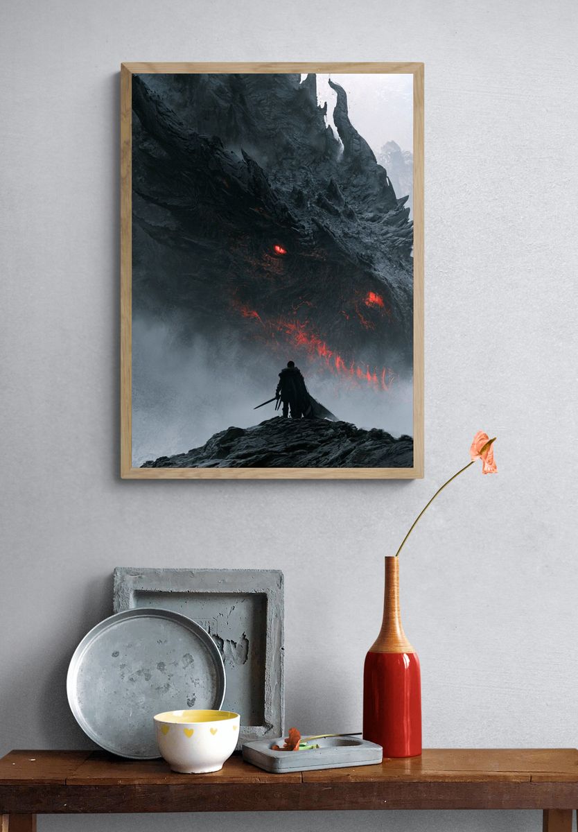 Dragon Encounter Fantasy Poster. — room view 3