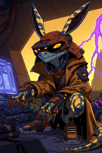 Cyberpunk Rabbit Warrior Poster. poster