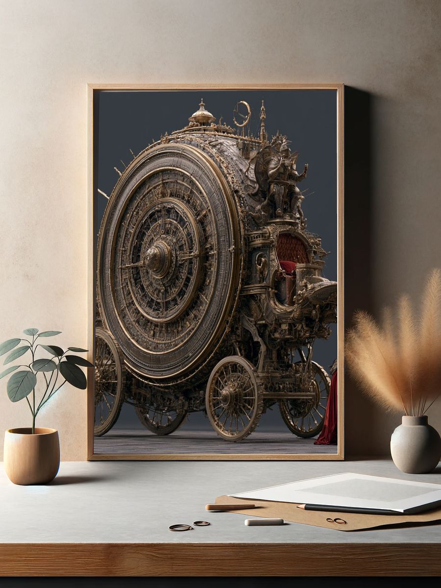 Steampunk Orbital Machine Print. — room view 2