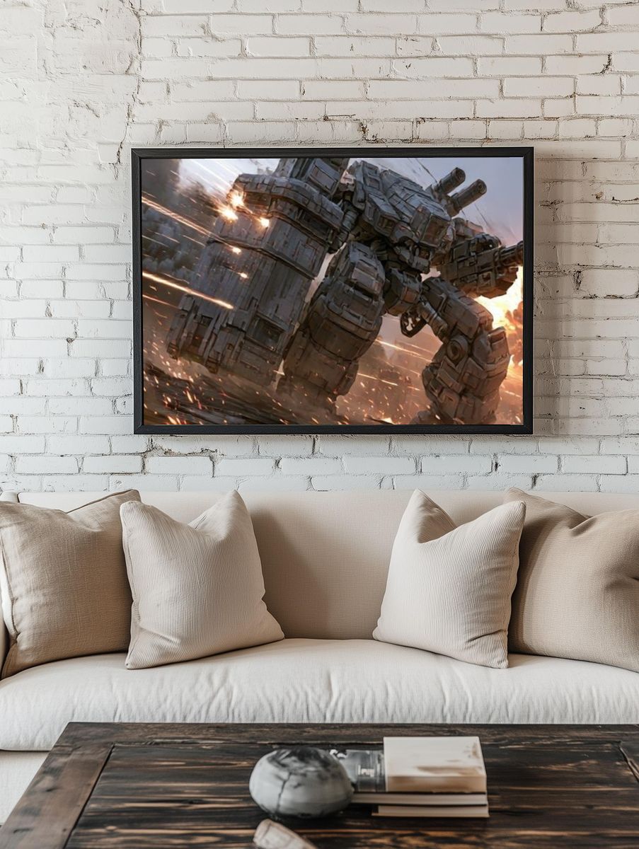 Battle Mech Explosion Poster. room preview