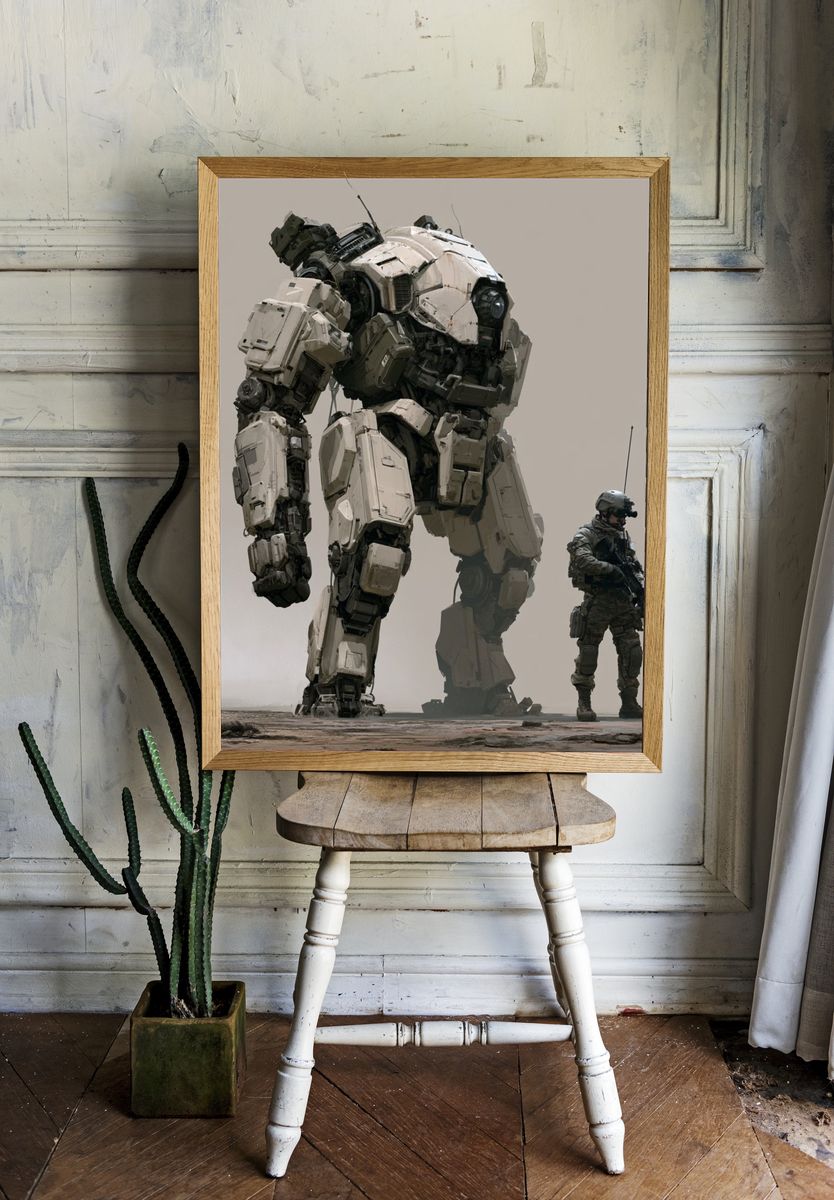 Mech and Soldier Sci-Fi Poster. — room view 1