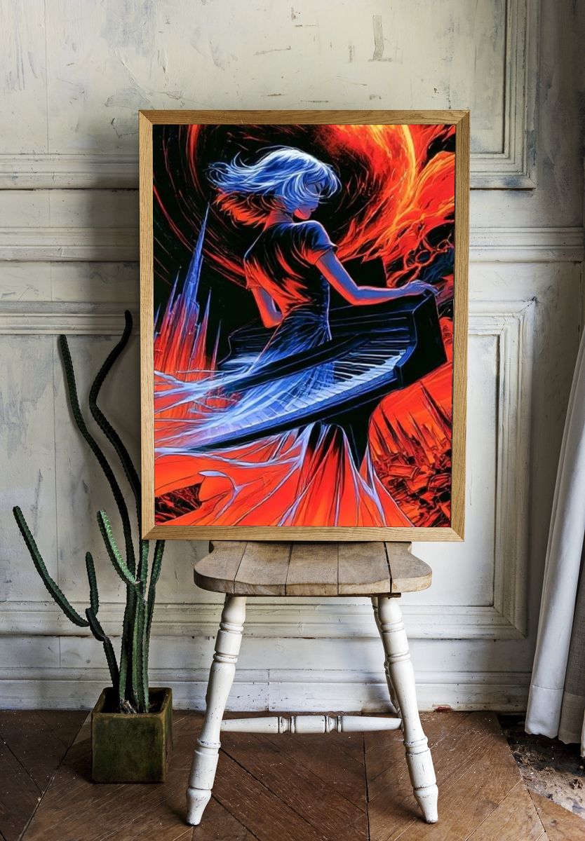 Flame Dancer Digital Art Poster. — room view 1