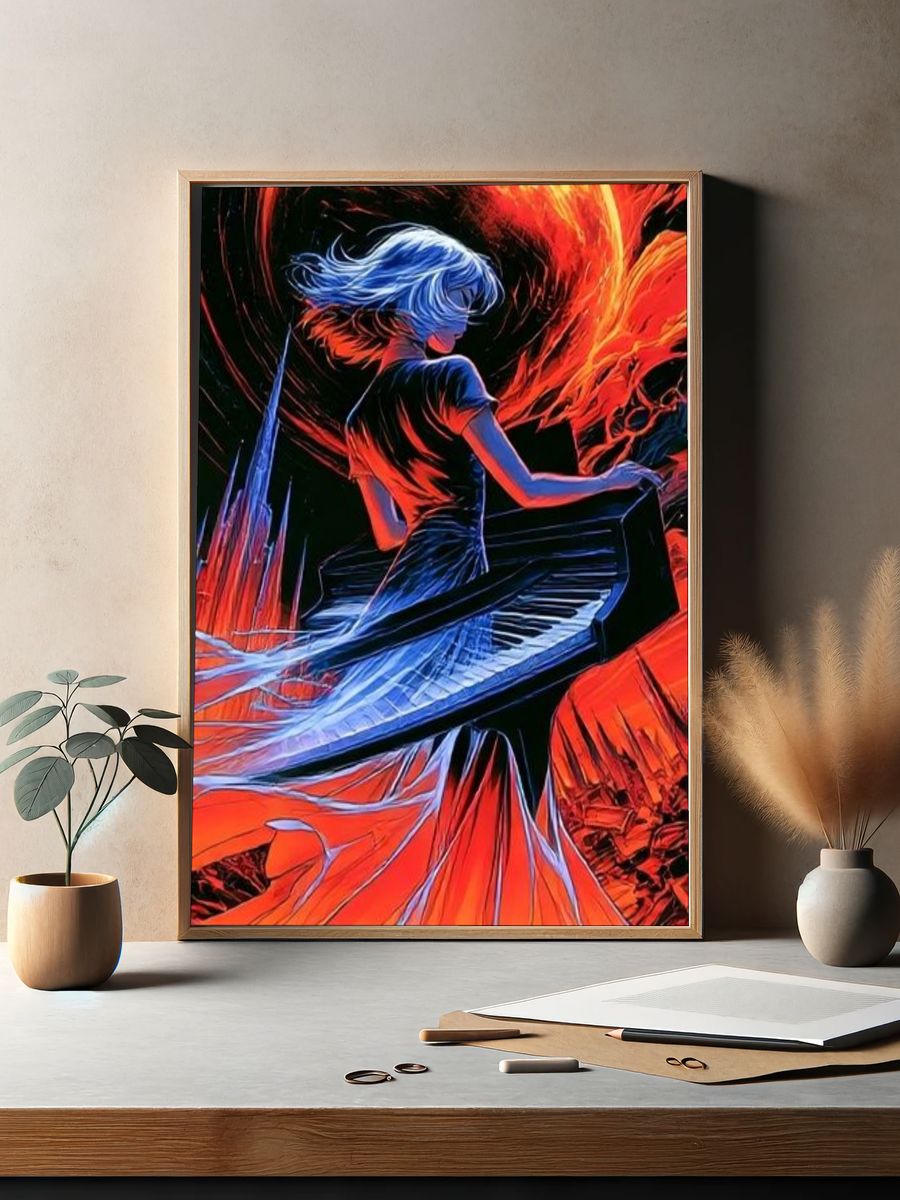 Flame Dancer Digital Art Poster. — room view 2