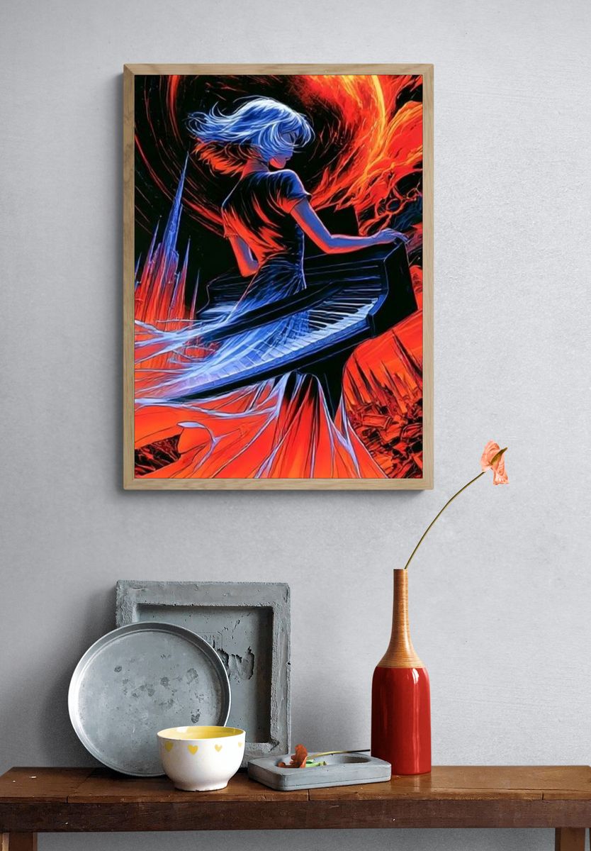 Flame Dancer Digital Art Poster. — room view 3