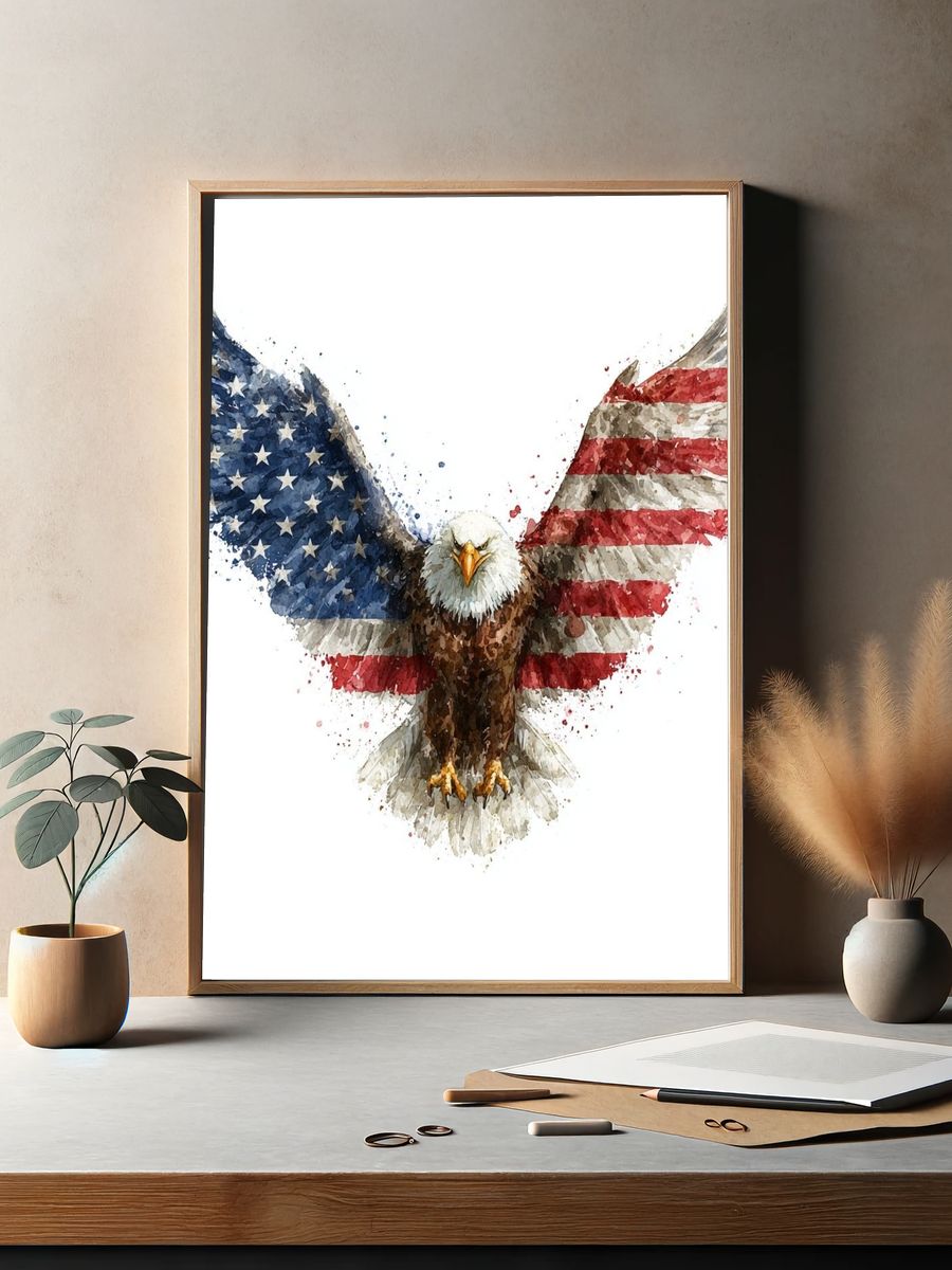 American Eagle Watercolor Poster. — room view 2