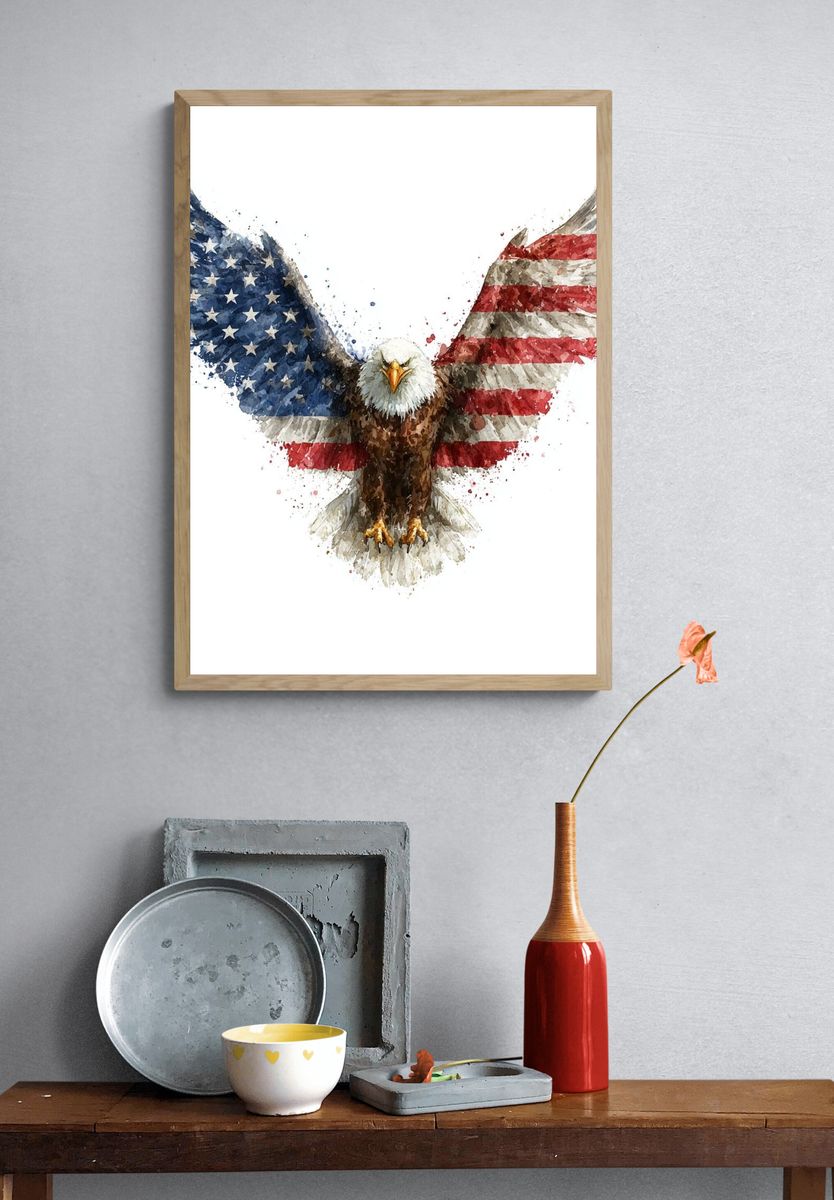 American Eagle Watercolor Poster. — room view 3