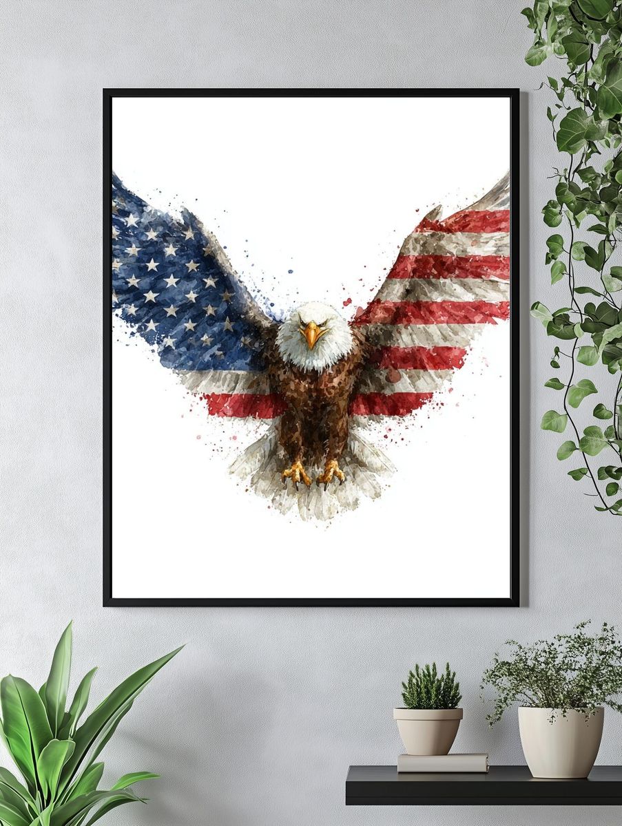 American Eagle Watercolor Poster. — room view 4