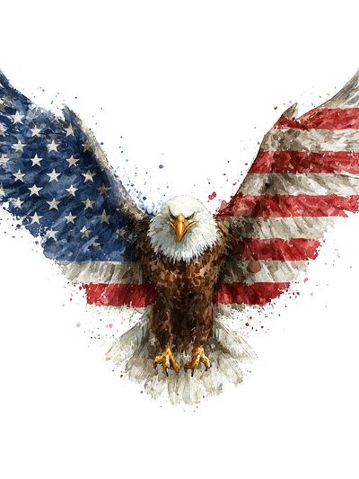 American Eagle Watercolor Poster.
