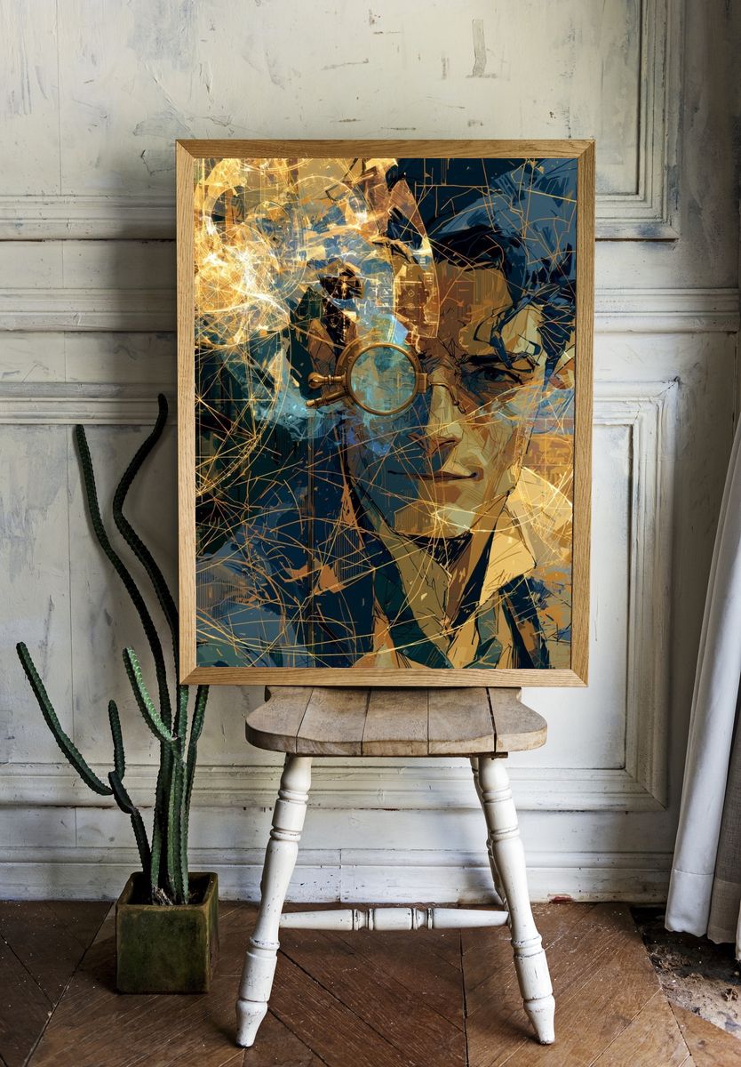 Sherlock Holmes Abstract Portrait Print. room preview