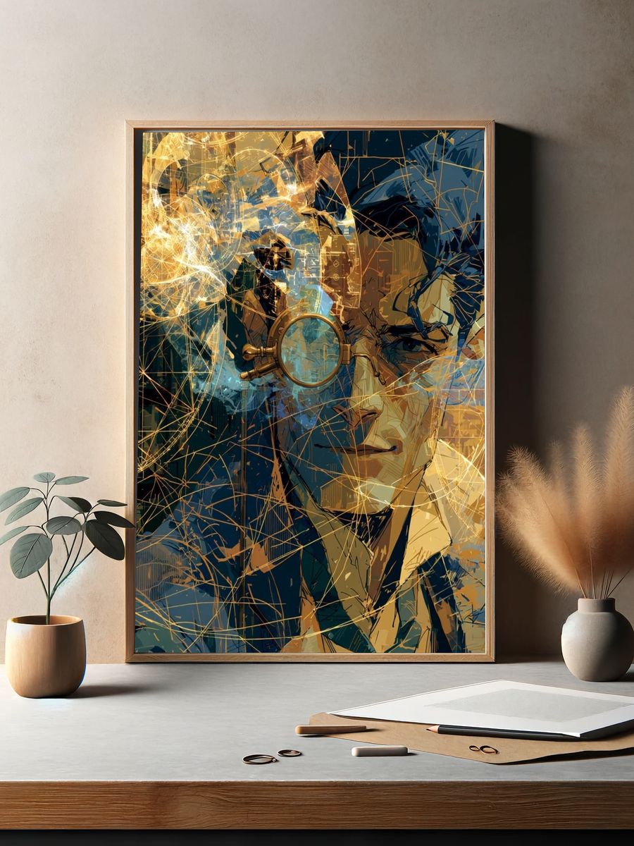 Sherlock Holmes Abstract Portrait Print. — room view 2