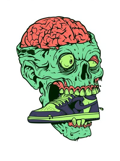 Zombie Sneaker Skull Illustration Poster.