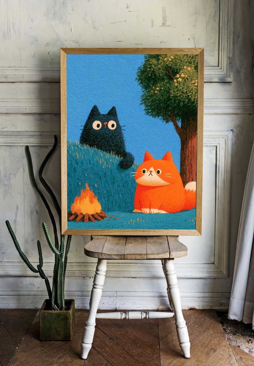 Forest Cats Illustration Poster. — room view 1