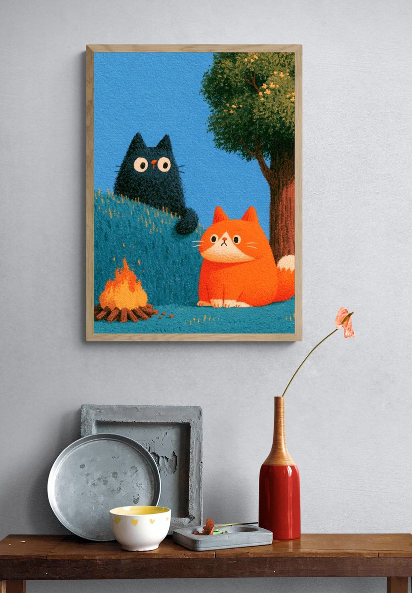 Forest Cats Illustration Poster. — room view 3