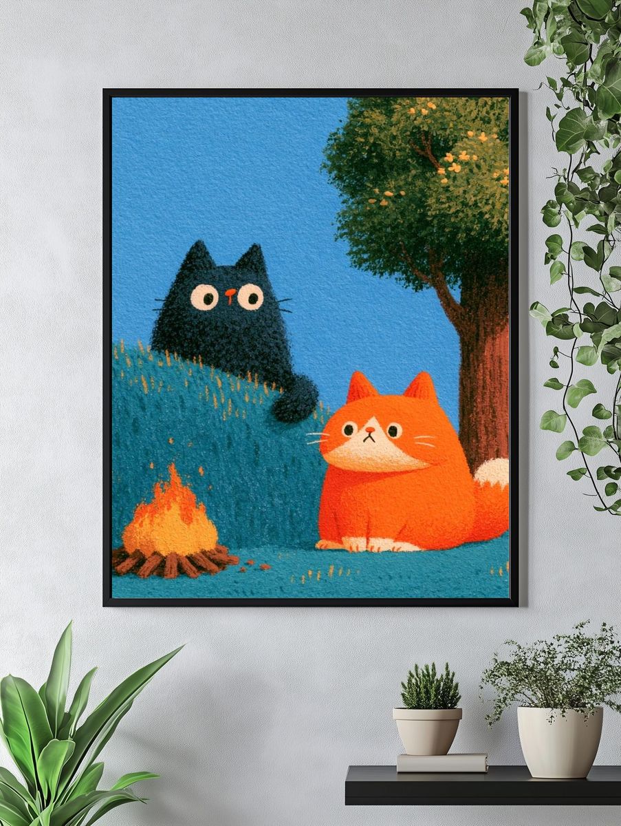 Forest Cats Illustration Poster. — room view 4