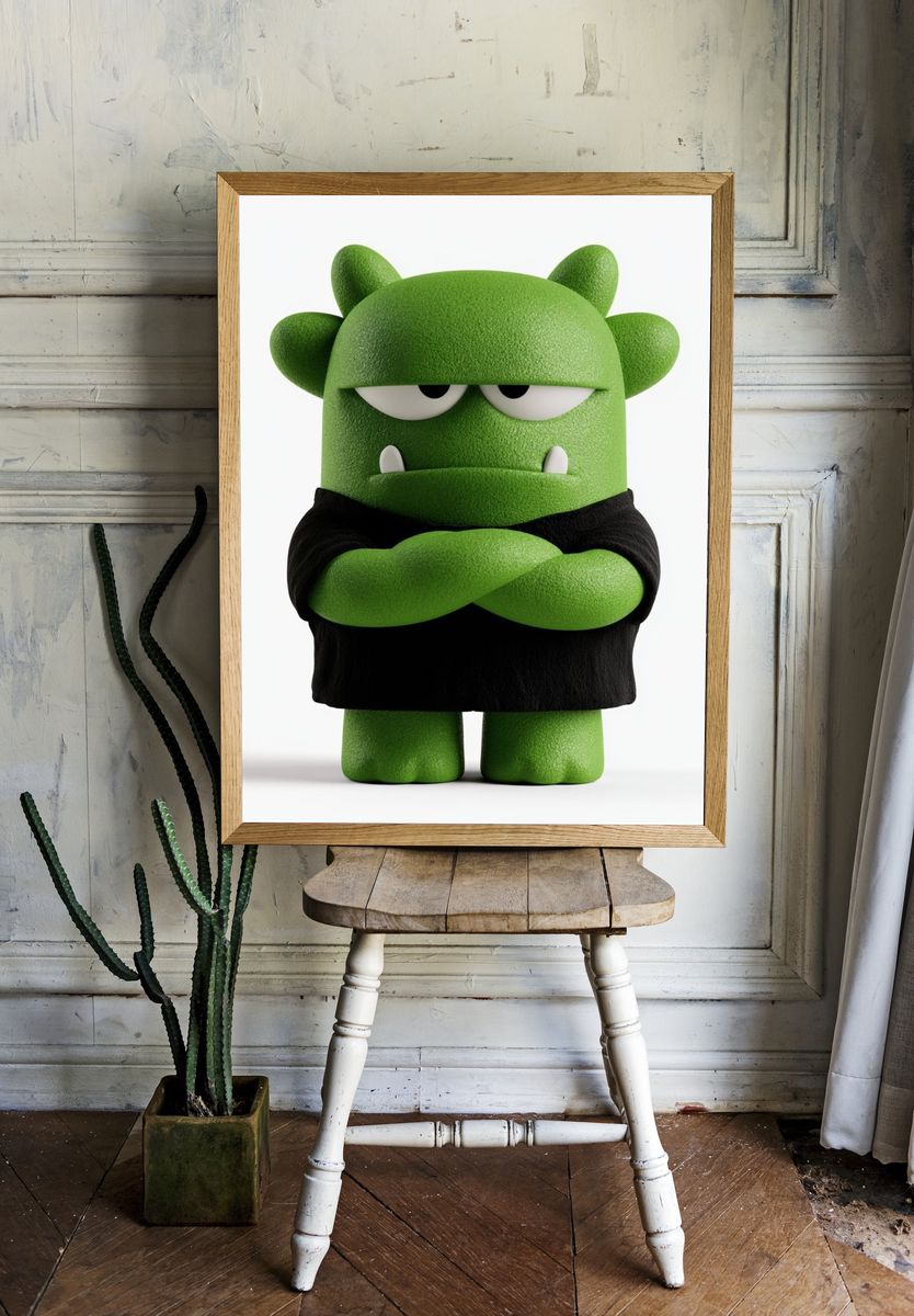 Green Monster Character Illustration Poster. — room view 1