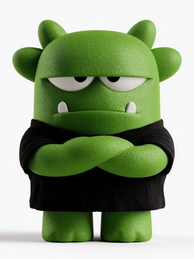 Green Monster Character Illustration Poster.