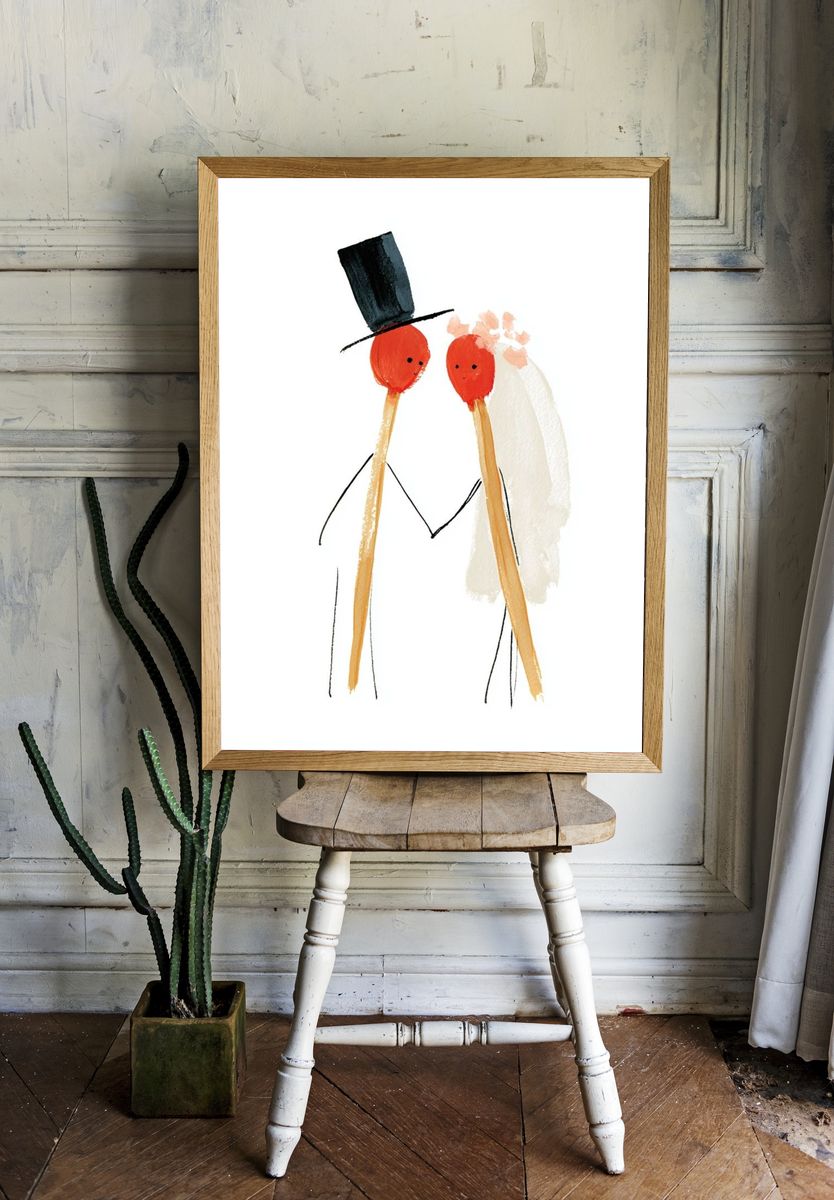 Minimalist Wedding Couple Print. room preview