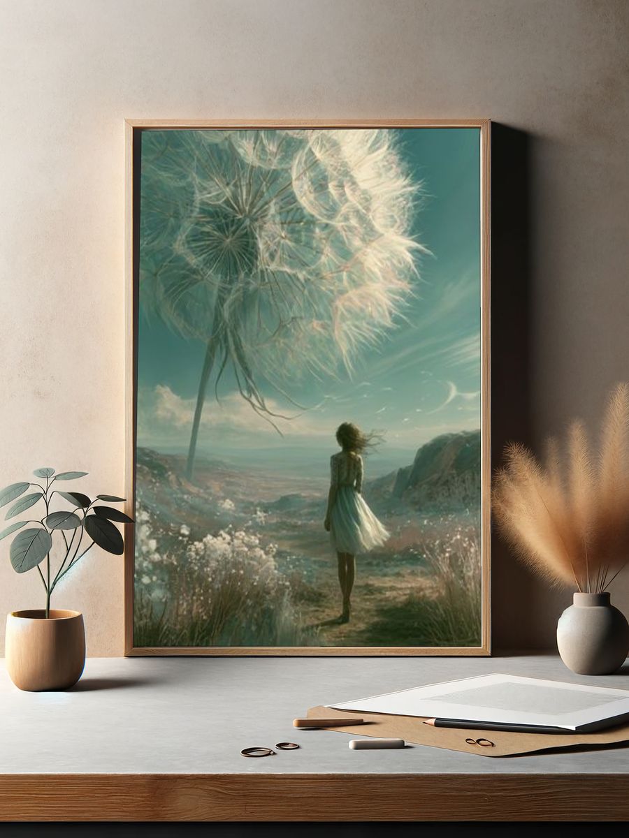 Dreamlike Girl and Dandelion Poster. — room view 2