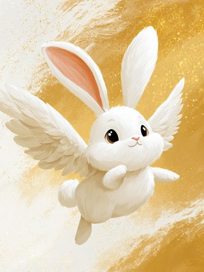 Flying Bunny Illustration Poster.