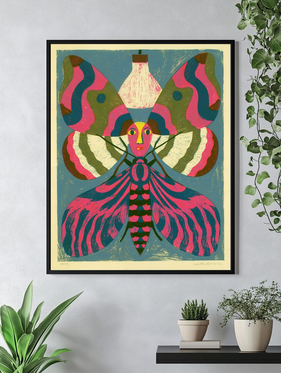 Butterfly Portrait Illustration Poster. — room view 4