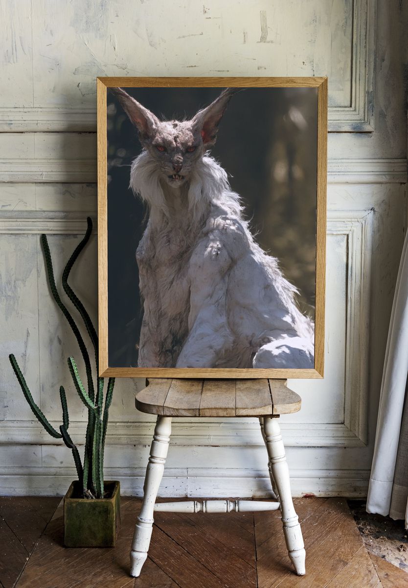 White Fox Creature Illustration Poster. room preview