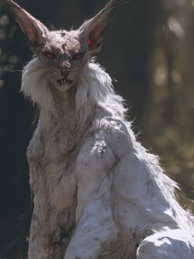 White Fox Creature Illustration Poster.