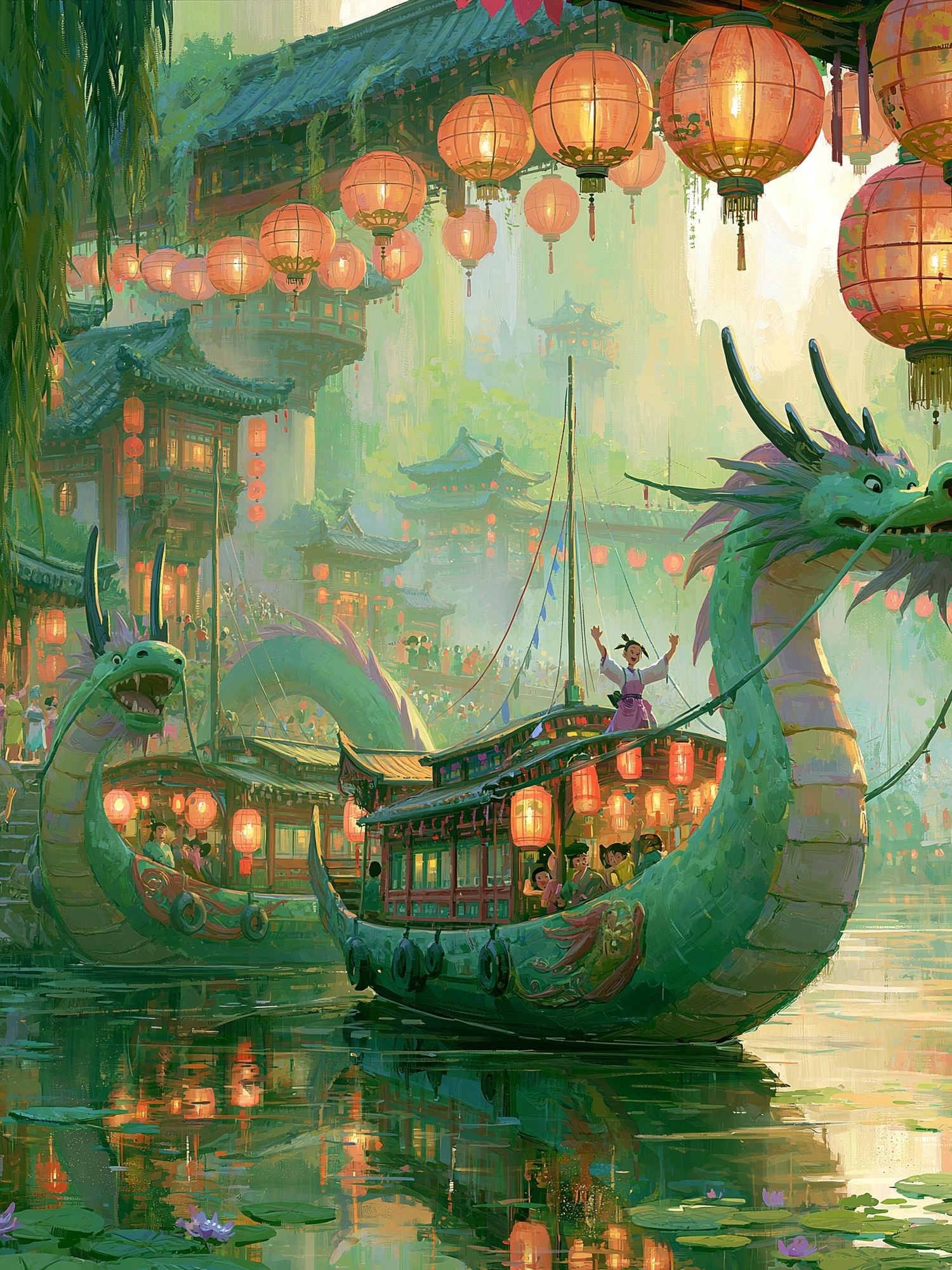 Dragon Lantern Festival Illustration Poster. poster detail