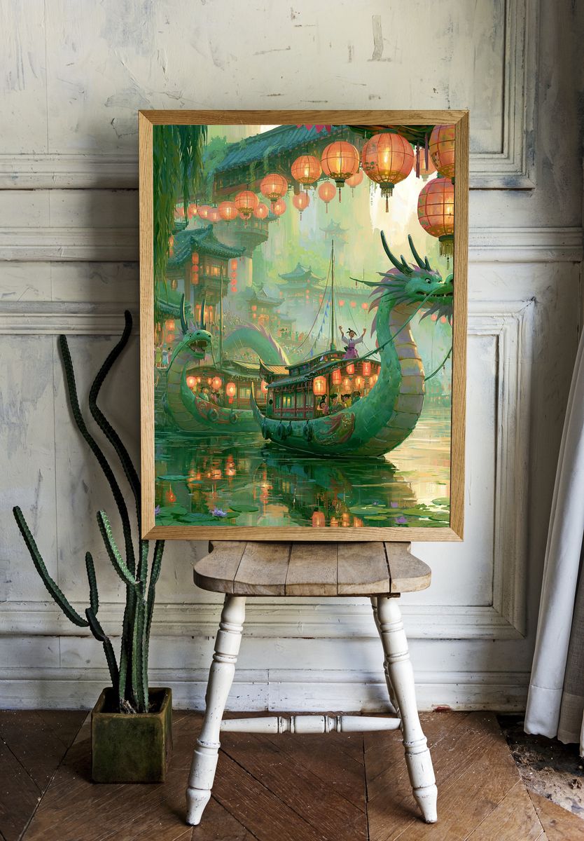 Dragon Lantern Festival Illustration Poster. room preview
