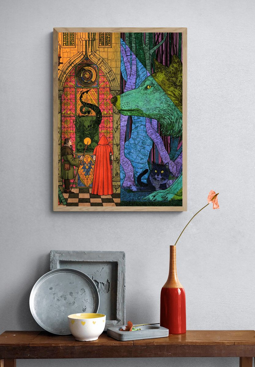 Miner on GPU Mountain Illustration Poster. — room view 3