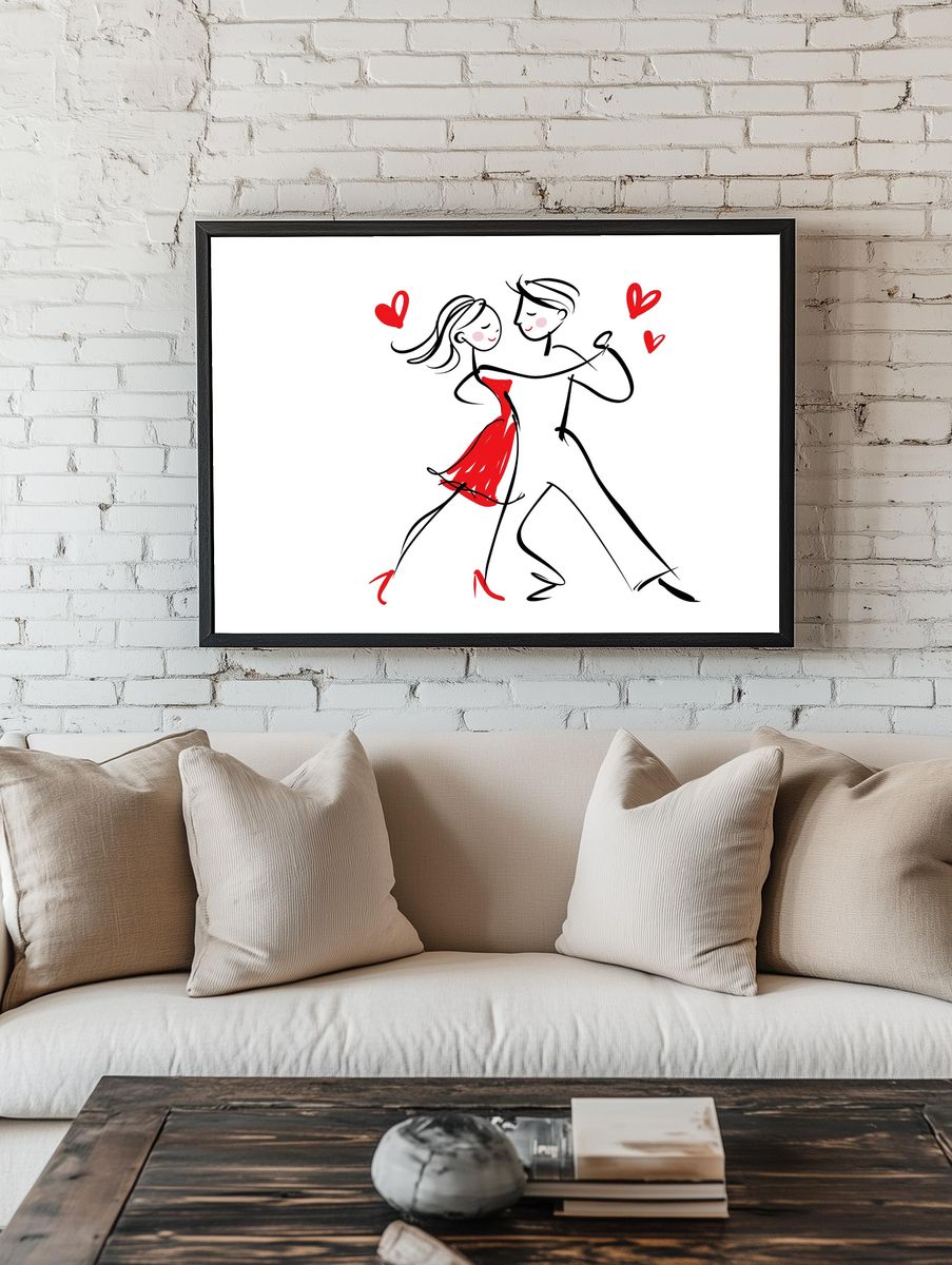 Romantic Couple Line Art Poster. room preview