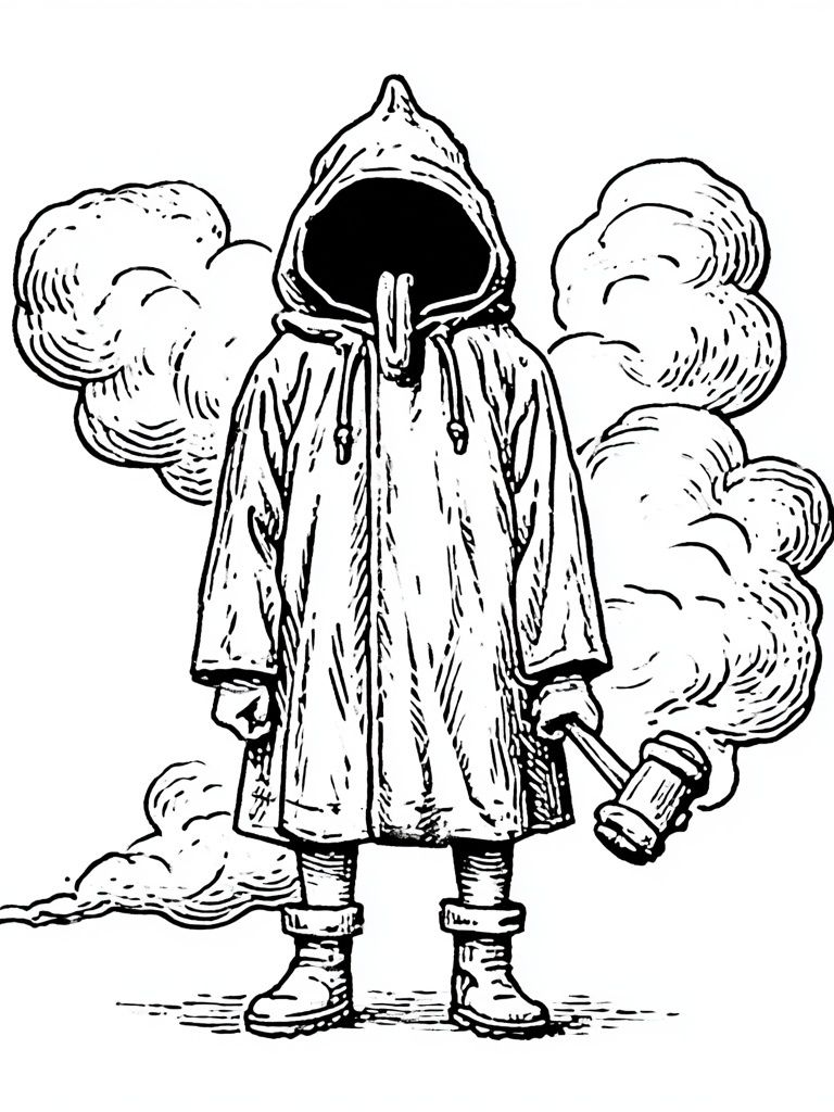 Hooded Figure Ink Print. poster — illustration art