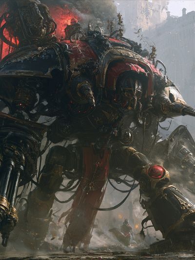 War Mech Siege Illustration Poster.