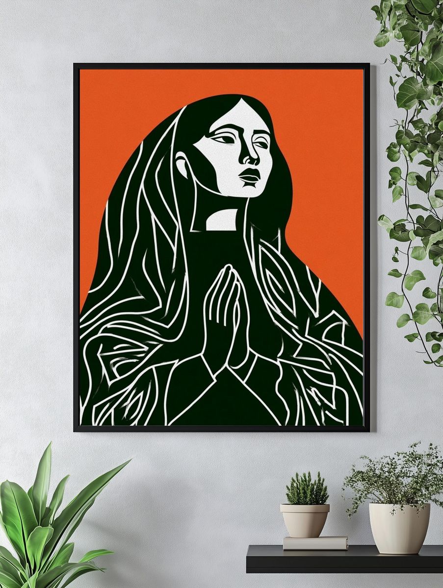 Praying Woman Minimalist Poster. — room view 4