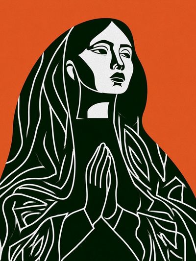 Praying Woman Minimalist Poster. poster print