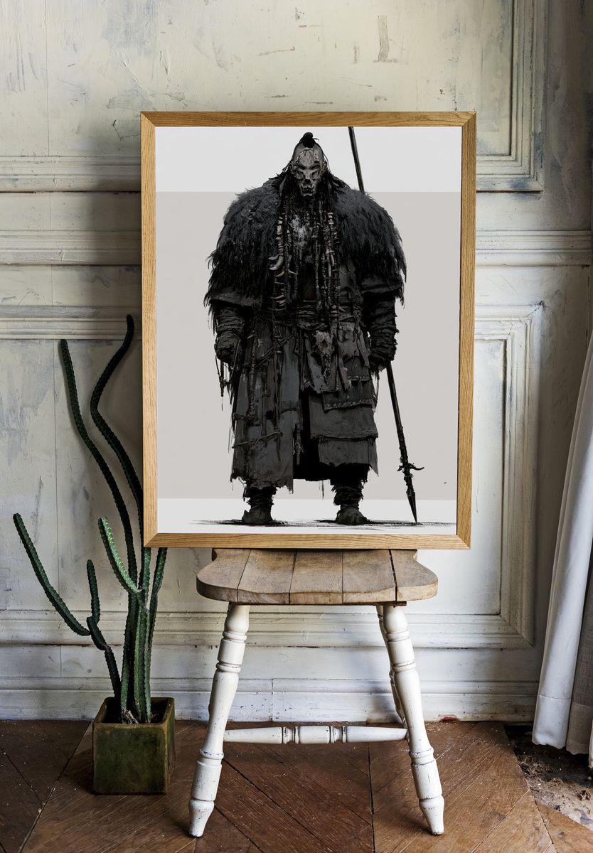 Dark Warrior Figure Illustration Poster. room preview