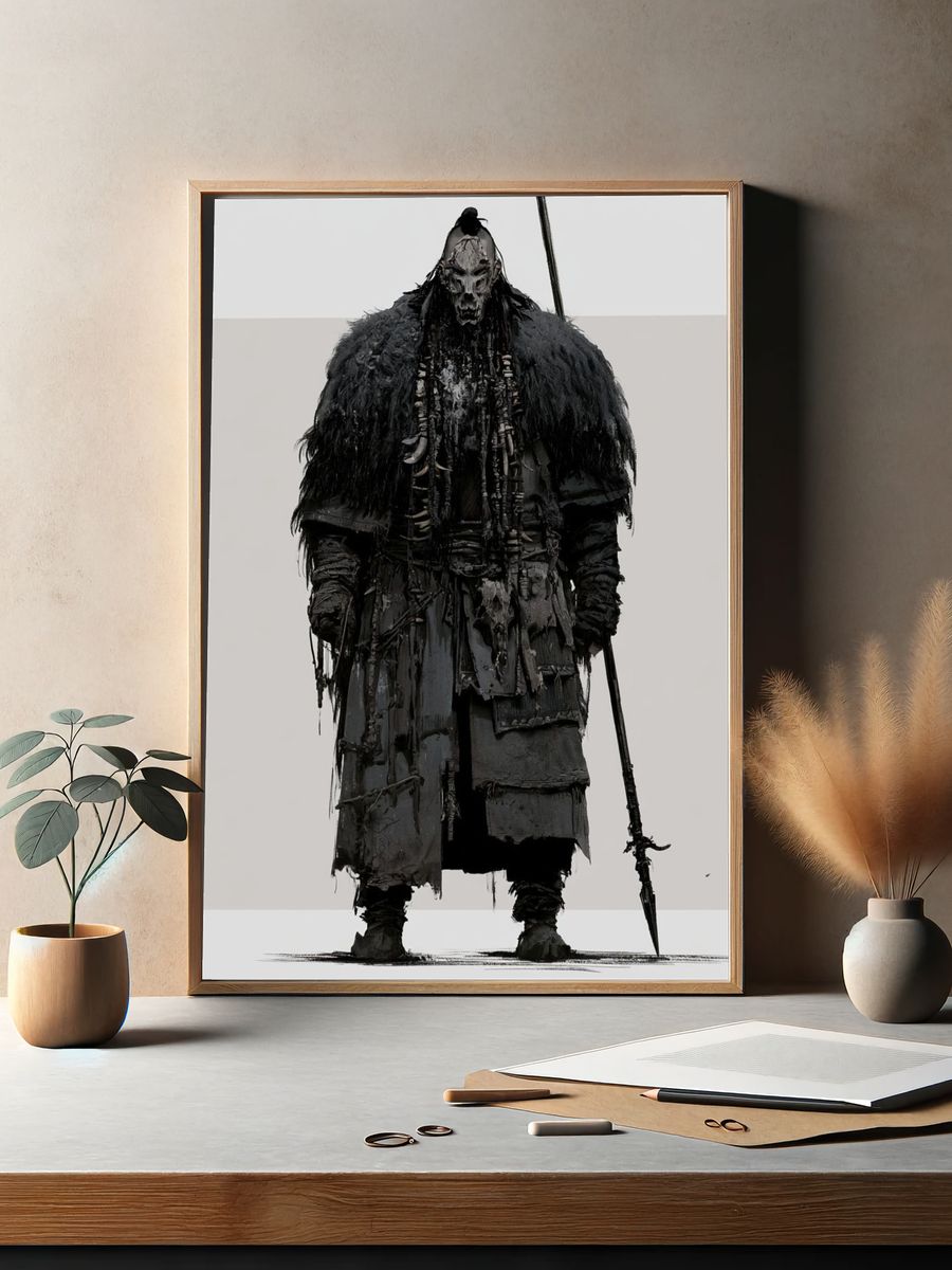 Dark Warrior Figure Illustration Poster. — room view 2