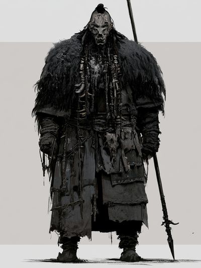 Dark Warrior Figure Illustration Poster.