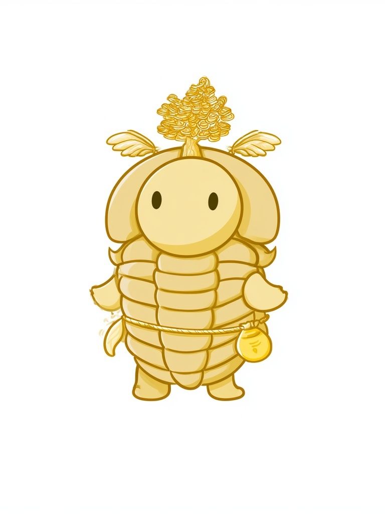 Golden Cute Character Illustration Poster. poster — illustration art
