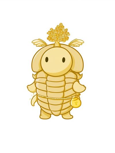 Golden Cute Character Illustration Poster.