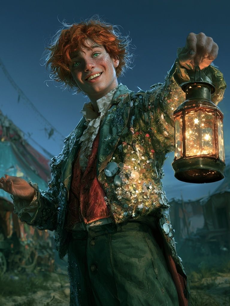 Lantern Boy Fantasy Illustration Poster. poster detail