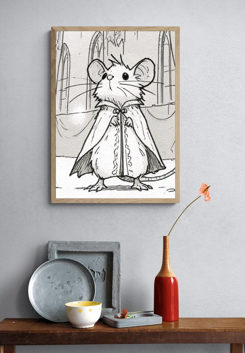 Mouse in Cloak Illustration Poster. — room view 3