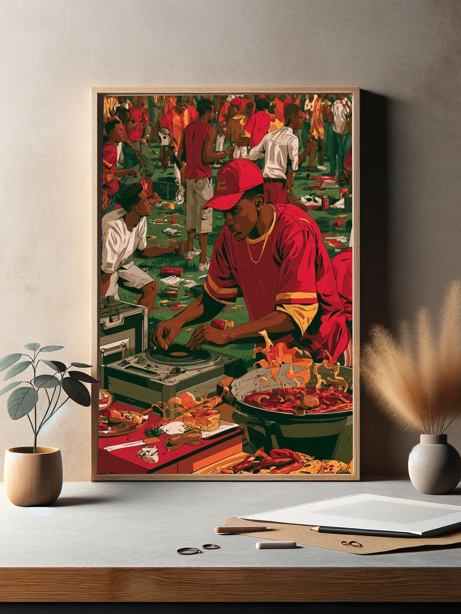 Street Party DJ Scene Illustration Poster. — room view 2