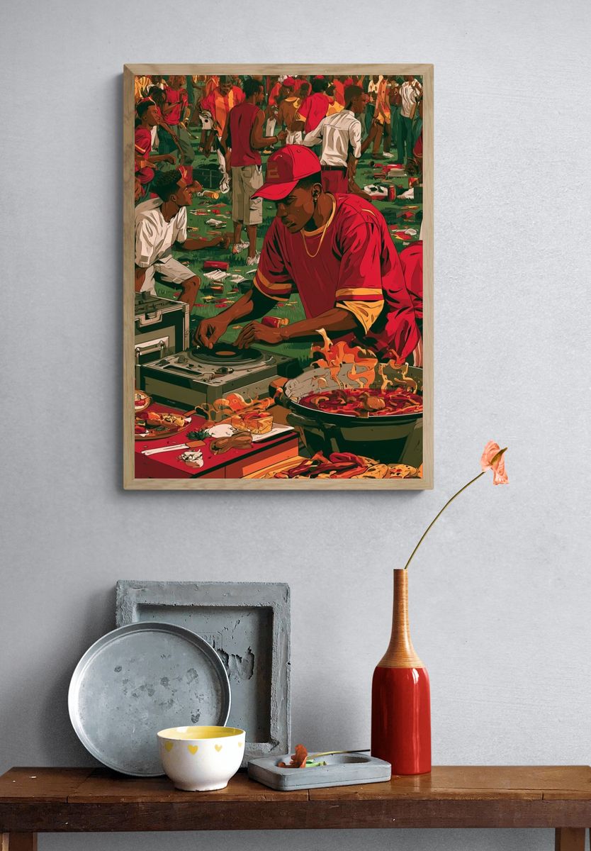 Street Party DJ Scene Illustration Poster. — room view 3